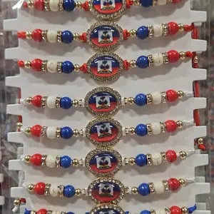 Handmade Haiti Flag Bracelet