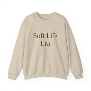 Sand Color Soft Life Era Crewneck Sweatshirt, Vintage Style Jumper, Neutral Tone Pullover, Cozy Apparel,