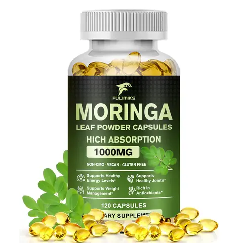 FULIMIKS Organic Moringa Oleifera Leaves Extract Softgels - 1 Bottle - 120pcs Vegan Vitamins, Plant Based Supplement, Herbal Energy Supplement, Natural Organic Immunity Boost, High-Potency Oil, Antioxidant, Non-GMO