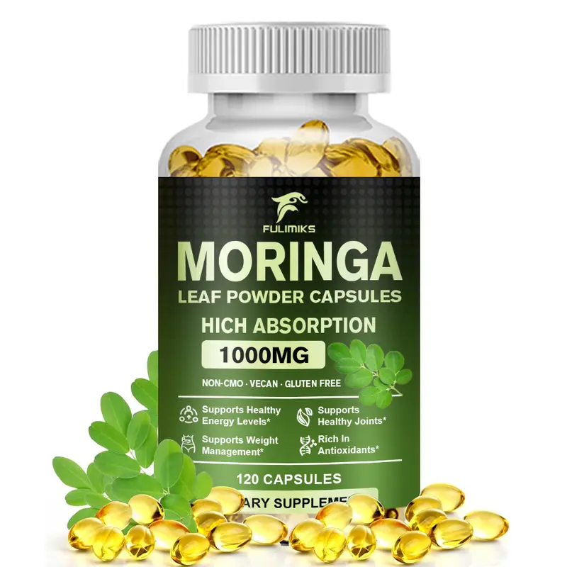 FULIMIKS Organic Moringa Oleifera Leaves Extract Softgels - 1 Bottle - 120pcs Vegan Vitamins, Plant Based Supplement, Herbal Energy Supplement, Natural Organic Immunity Boost, High-Potency Oil, Antioxidant, Non-GMO