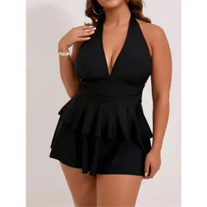 Plus Size One Piece Swimdress Swimsuits for Women Tummy Control Swim Dresses Bathing Suits Swimwear Swimsuit Slimming Beachwear ,Summer Vibes