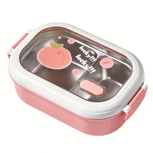 1Pc Insulation Lunch Box, Stainless Steel Lunch Box, Cute Separation Bento Box, Outdoor Portable Student Office Worker Lunch Box, for Back to School, Class, University, School Supplies, Kitchen Storage and Storage, Kitchen Accessories