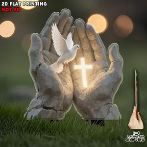 Boho Style Acrylic Garden Stake, Eternal Light Angel & Love Design, Outdoor Decor for Courtyards & Potted Plants, No Power Needed