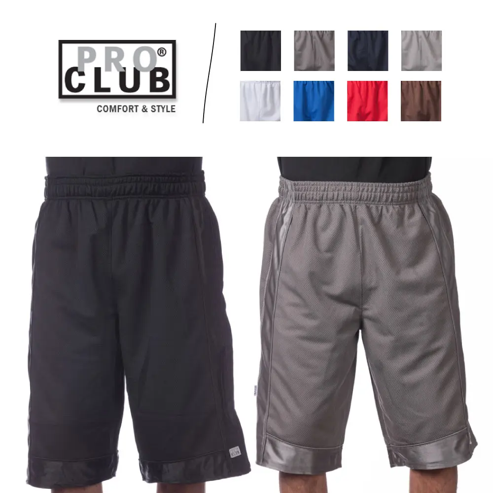 PROCLUB Men's Heavyweight Mesh Basketball Shorts PRO CLUB Gym Shorts 3 Pockets with Zipper Drawstrings Casual Gym Work Out Athletic Hip Hop Harem