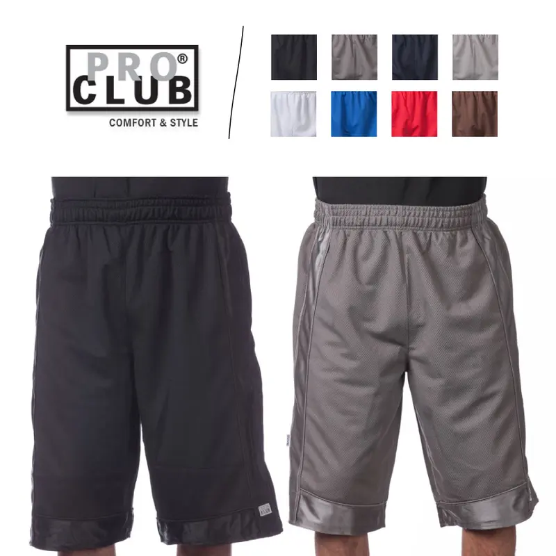 PROCLUB Men's Heavyweight Mesh Basketball Shorts PRO CLUB Gym Shorts 3 Pockets with Zipper Drawstrings Casual Gym Work Out Athletic Hip Hop Harem