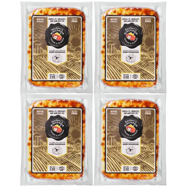 Gardner's Wisconsin Cheese and Sausage, 4 Pack of Oven-Baked Cheese filled with Aged Parmesan, Artisan Cheese Made in Wisconsin
