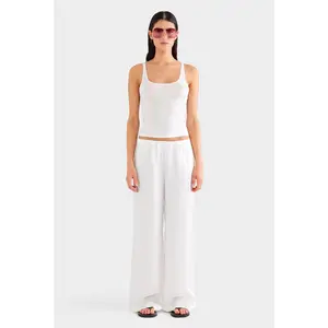 Crushed Satin Pant - White