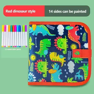 Christmas Erasable Book Doodle Set, Waterproof Magic Drawing Book with Watercolor Pens, Creative Dinosaur Bird Bear Writing Painting Kit