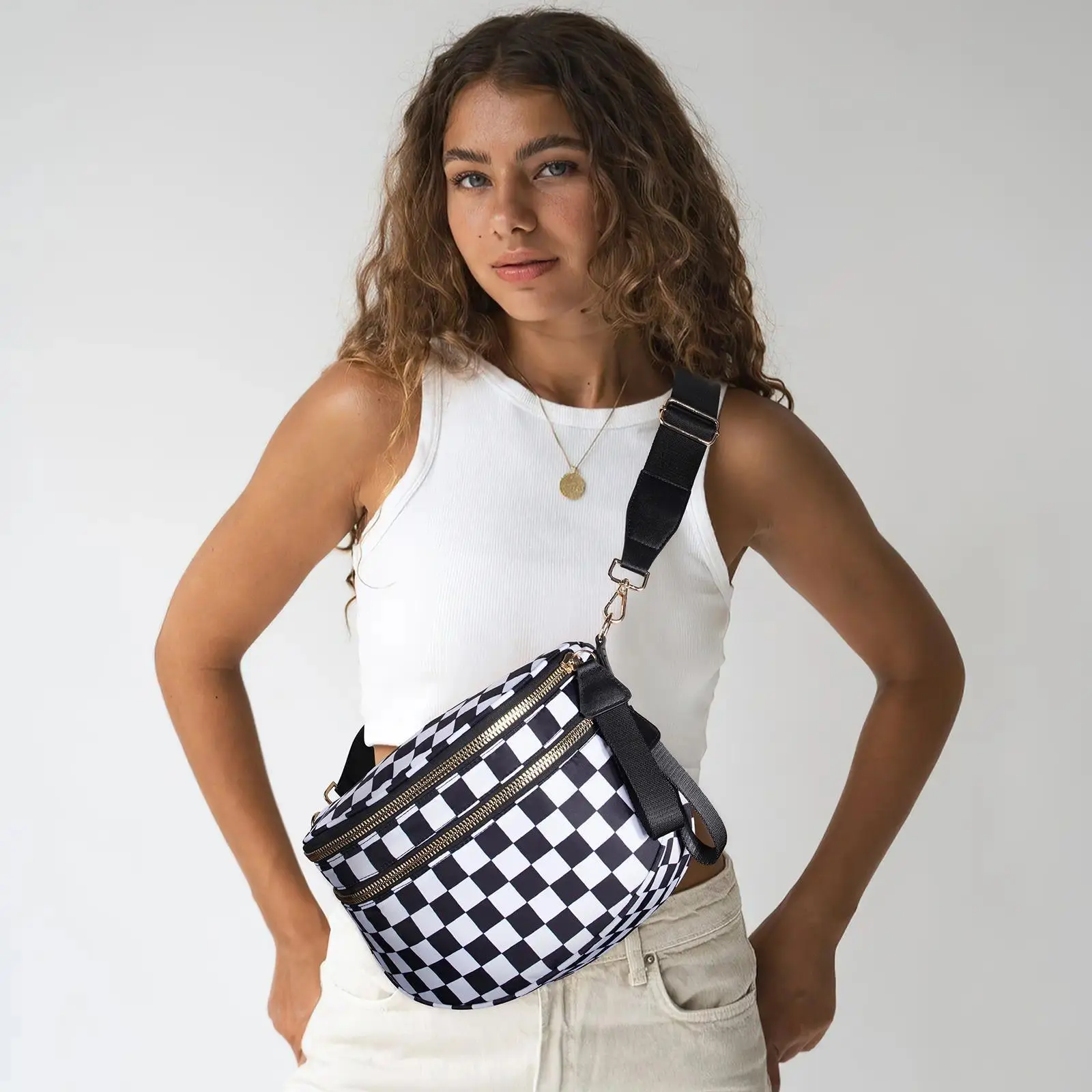 CN6030 Checkered Crossbody Bag Nylon Bum Bags for Women Spacious Handbags Purse Fanny Packs with Shoulder Strap TikTokShopHolidayHaul CN6030 Checkered Crossbody Bag Nylon Bum Bags for Women Spacious Handbags Purse Fanny Packs with Shoulder Strap TikTokShopHolidayHaul