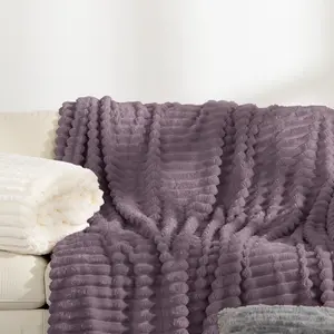 【VALUXE】 Luxury Fluffy Striped Blanket – Ultra Soft Fleece Throw for Couch & Bed, Cozy All-Season Home Decor, Perfect Christmas Gift