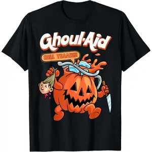 Casual Cotton shortsleeve tees Cool Ghoul Aid Funny Ghoul Pumpkin Cute Meme Halloween T-Shirt