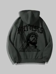 Men's Graphic Print Hoodie, Casual Regular Fit Long Sleeve Hooded Sweatshirt for Fall & Winter, Men's Top for Daily Wear
