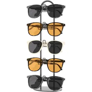 Metal Sunglass Display Stand, Eyeglasses Holder Stand, Sunglasses Storage Organizer, Glasses Showcase Rack for  or Selling (Black)