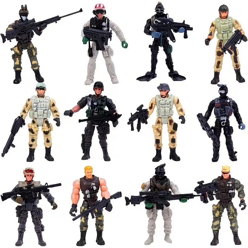 12 Piece Special Action Toy Soldiers Set, Action Figures Set, Figurine Set, PVC Figure, Figures Combo, Military Toy Kit with Equipment, Perfect Gift for Birthdays, Easter, Christmas