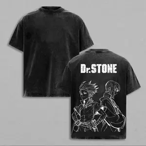 valentine shirts  Dr. Stone Senku & Science Duo Tee, Anime Science Graphic T-Shirt, Vintage Washed Oversized Double Printed, Heavyweight Cotton Unisex