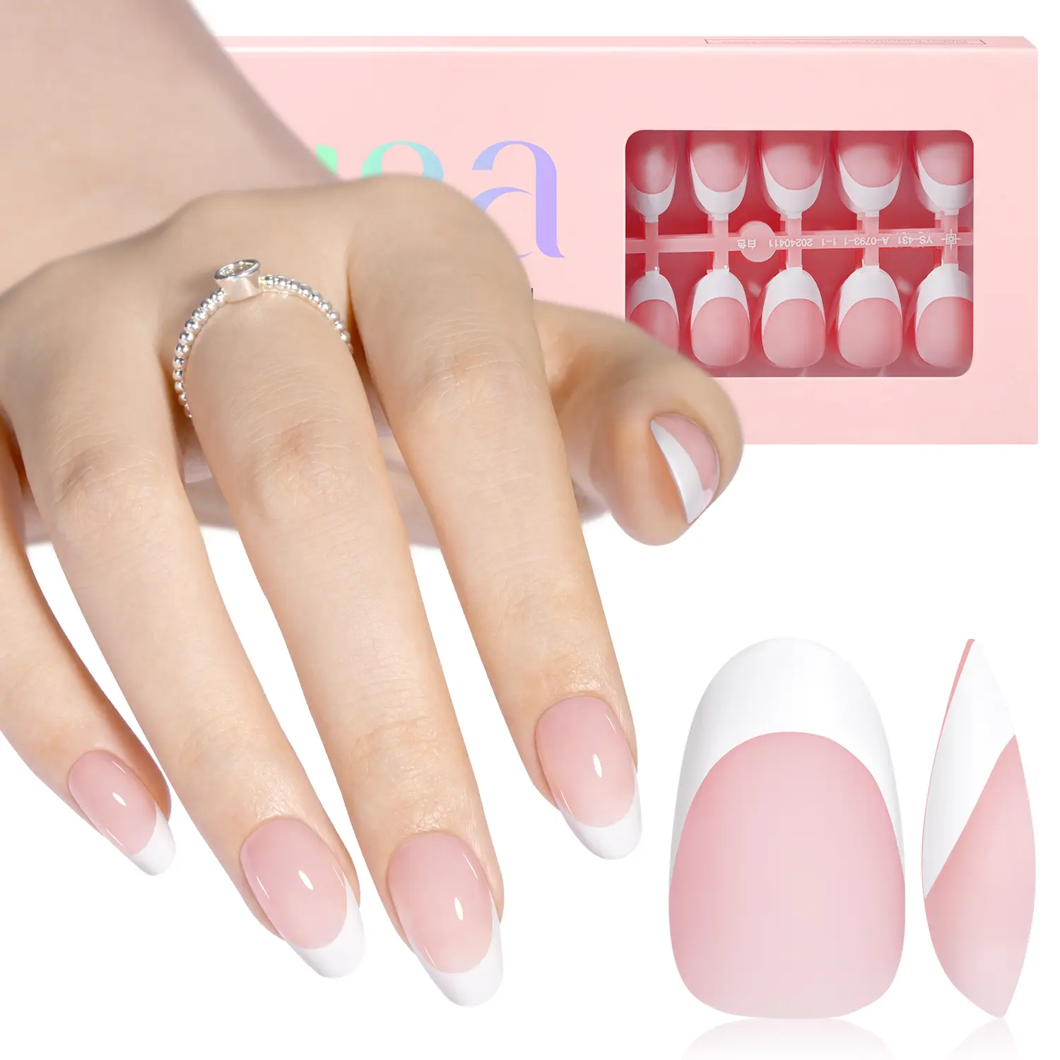 Short Almond- Sheer pink