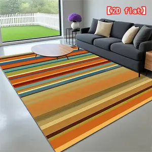 2D flat Colorful striped pattern indoor-outdoor universal carpet, Decorative area rug, machine washable and durable, suitable for patios, balconies, living rooms, easy-to-clean home decor, decorative mat, Contemporary Rugs