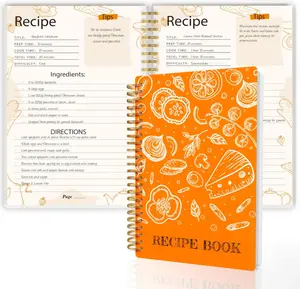 Recipe Book to Write in Your Own Recipes, A5(5.8" x 8.6") Personal Blank Recipe Notebook, Recipe Journal Book With Spiral Twin-Wire Binding,100gsm thick Paper (Orange)