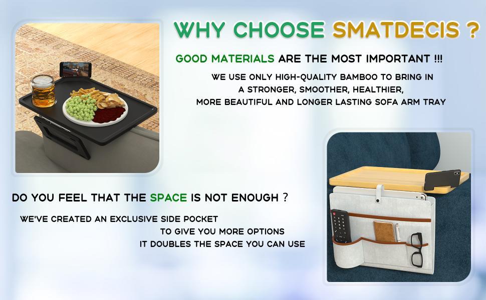 Couch Arm Tray Table Sofa Arm Clip Table,Armrest Tray Table Suitable for Home Drinks/Fast Food/Fruit Etc, Large Size Multi-Function Table Couch Arm Table Black