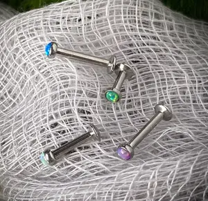 4pc Bulk Pack Opal Internally Threaded Steel Cartilage Studs Labrets Monroe 16g