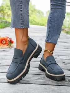 Women's Fashion Loafers, Durable Anti-Slip Height Increase, Simple Elegant Style, Perfect for Daily Wear, School, Work, Flatform