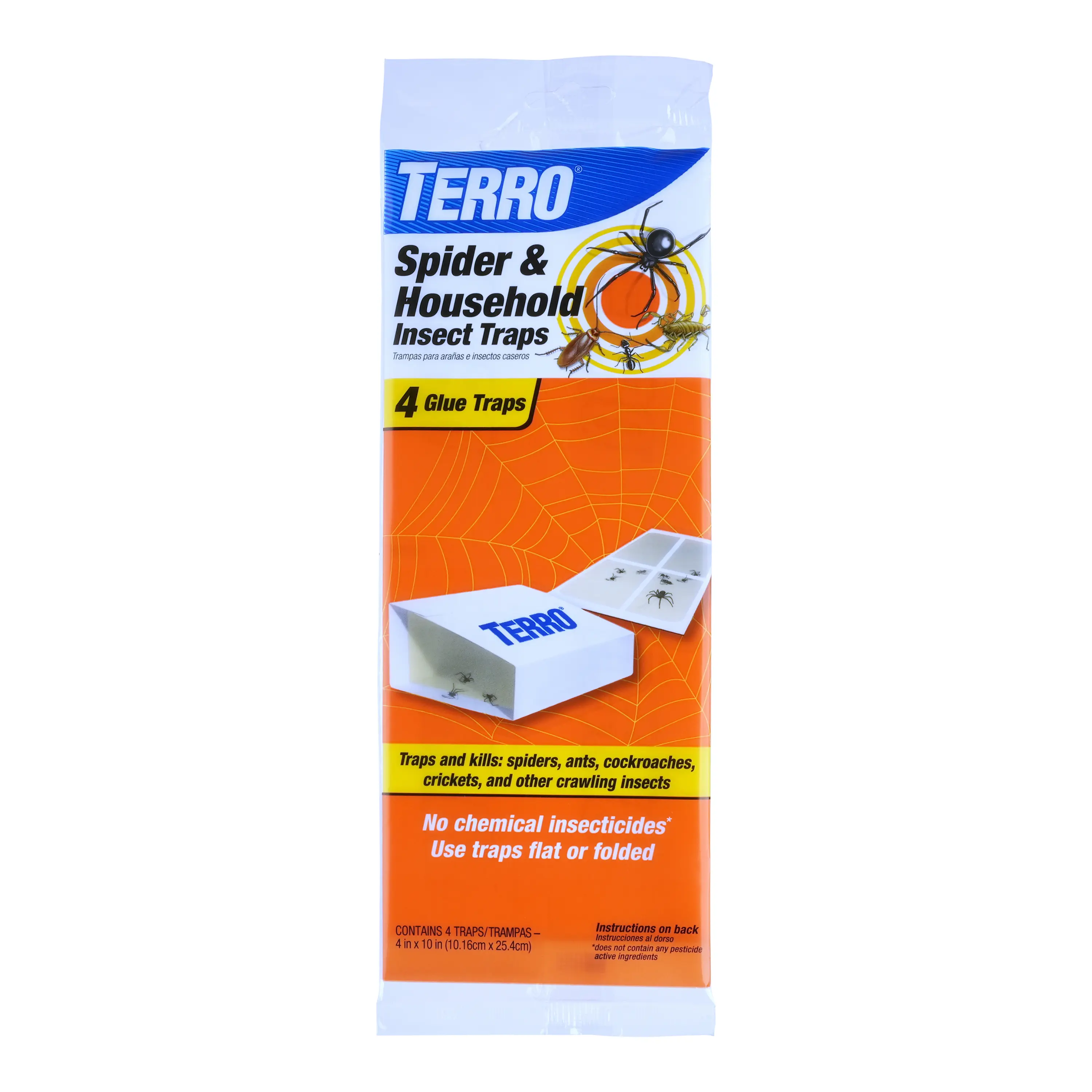 TERRO Non-Toxic Indoor Bug Control Multi-Insect Traps - Cockroach Elimination, Insect Deterrent, Roach Repellent, Spider Grabber for Home Pest Control (4 Count), Cockroach Elimination Multi-Insect