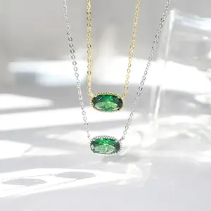 Personalized Name Necklace With Birthstone 18K Gold Plated Dainty Pendant Custom Gemstone Jewelry Unique Anniversary Mother Day Surprise For Her Special Piece