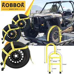 Universal 2-Pack Tow Dolly Basket Straps - Industrial Strength Tire Tie Downs with Reinforced Stitching & Rustproof Flat Hooks