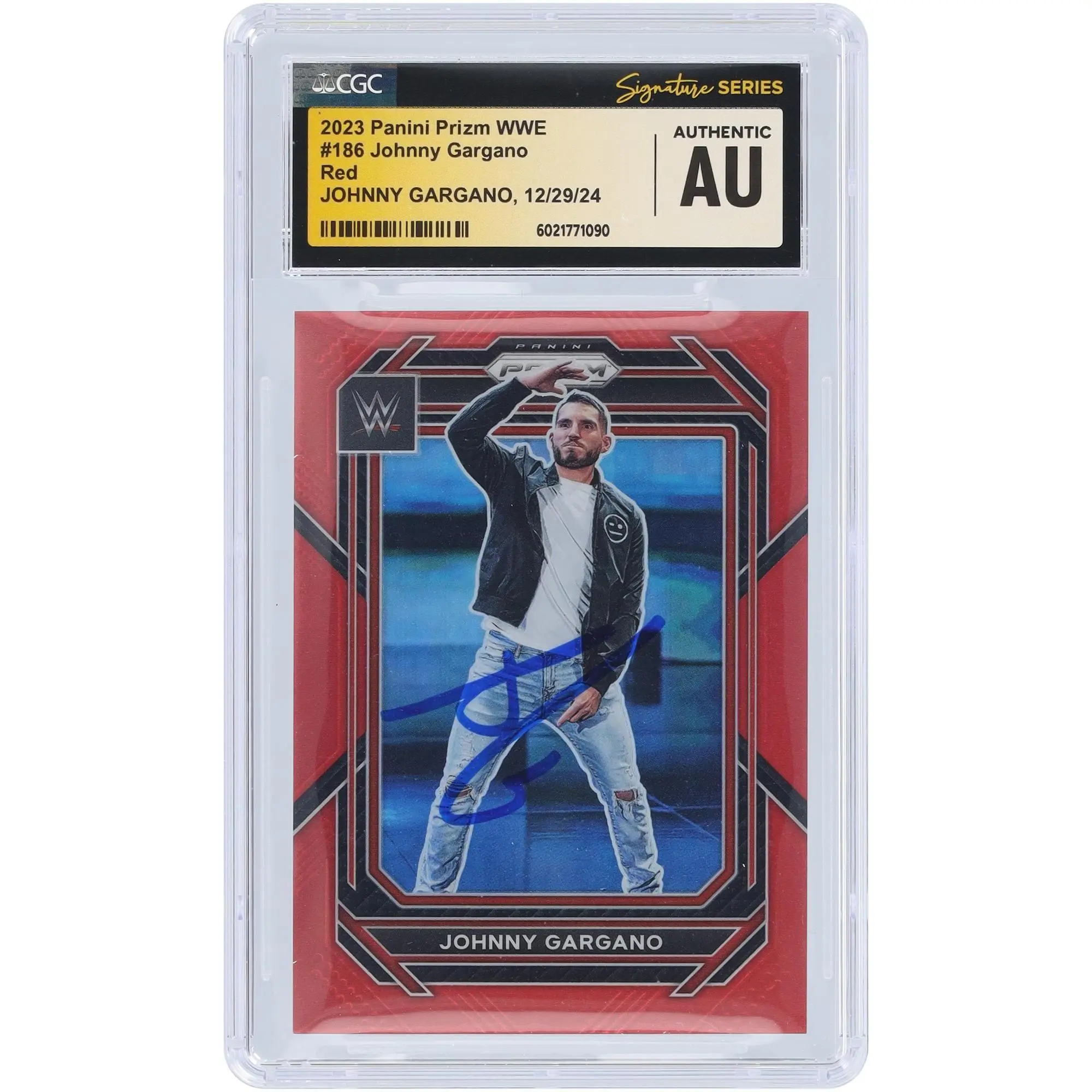 Johnny Gargano WWE Autographed 2023 Panini Prizm Red Prizm #186 #/299 CGC Fanatics Witnessed Authenticated Card - Fanatics Authentic Certified