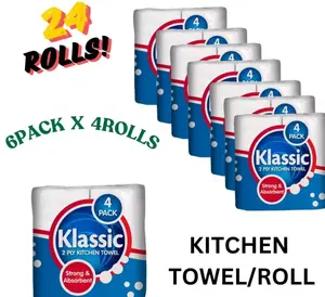 Luxury Quilted Soft And Gentle *45× 3ply Toilet Rolls,24 Kitchen Rolls,6 Blue...