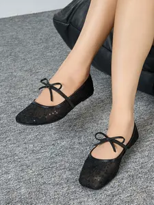 Butterfly Knot Low-Top Single Shoe 2026 Mary Jane Shoes New Fairy Style Gentle Elegant Versatile Mesh Lace French Flat Shoes