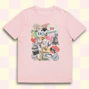 “MANIFESTATION BOARD” 100% Organic Cotton Tee, Abundance Love Graphic T-Shirt, Angel Numbers, Vision Board Aesthetic Shirt, Positive Vibes Collage Tshirt, Spiritual Affirmation Unisex Crewneck Casual Top [GOTS + OCS Certified]
