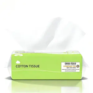 Pure Cotton Disposable Face Wipes, Facial Tissues, Single Use Tissues, No Shedding, 20x20cm Large Size, 100 Sheets Pack, Suitable for Skincare, Baby Care, Multi-Scene Cleaning