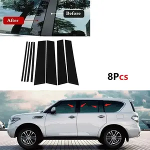 For Nissan Patrol 2012-2020, 8PCS Car Window Trim Cover BC Column Sticker Pillar Posts