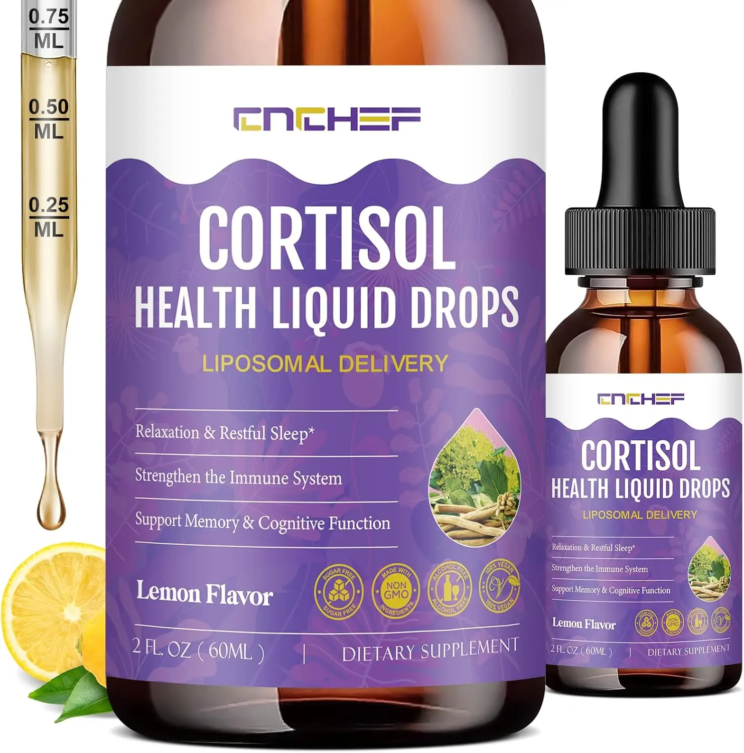 Cortisol Supplement Liquid Drops, Hormone Balance for Women Men Cortisol Detox with Magnesium Glycinate, L-Theanine, Rhodiola Rosea, Ashwagandha, Phosphatidylserine, Mood Focus, Sleep Support, 2 Fl Oz pack of 1