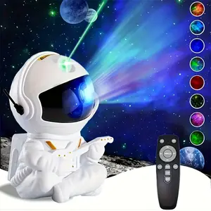 Astronaut Galaxy Projector 8-Color Nebula Star Projector Night Light Aurora Lamp Remote-Controlled LED Ceiling Projector 360° Adjustable Rotating Starry Ceiling Light USB Powered Plug-in Only Not Rechargeable LED Projector Light Starry Ceiling Projector