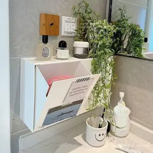 Wall-mounted storage box punching-free wall-mounted finishing box for bathroom sanitary towel storage box for home use