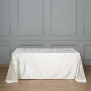 Premium Velvet Rectangle Tablecloth 90"x132" Ivory - Soft Textured Feel Reusable Seamless Table Cover