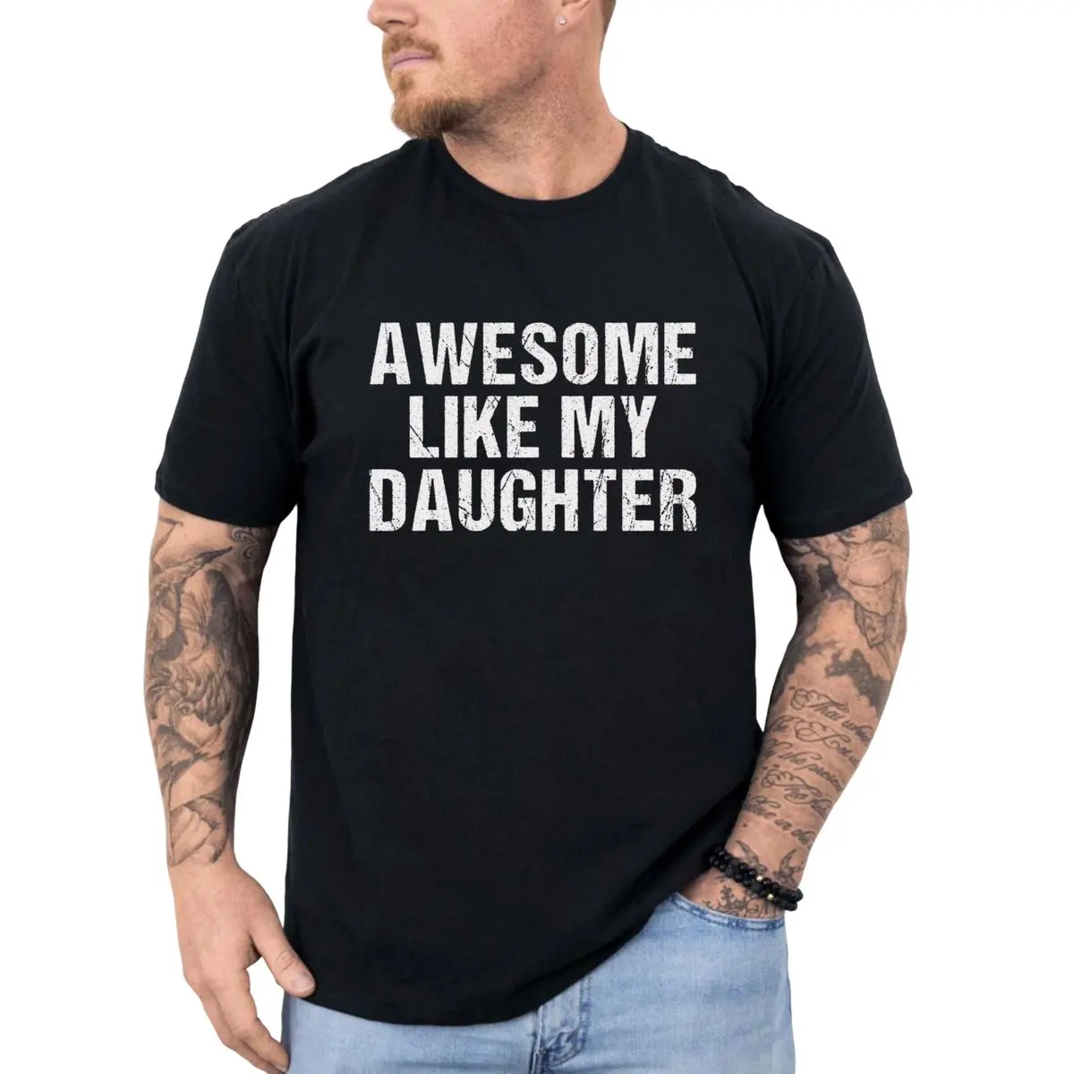 Awesome Like My Daughter Shirt, Funny T Shirt For Men, Dad Gift From Daughter, Husband Tee, Father's Day Gift, Distressed Top, Unisex Long Sleeve Crewneck Tee, Casual Clothing