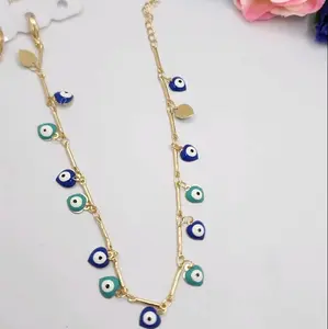 ANKLE BRACELET with hearts eyes gold-plated long gold-plated