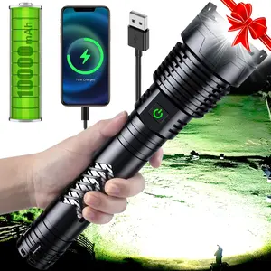 Super Bright LED Flashlight, 3600000 High Lumens Rechargeable Flashlights with Long Handle, 10000mAh  Zoomable 5 Modes for Outdoor Camping,