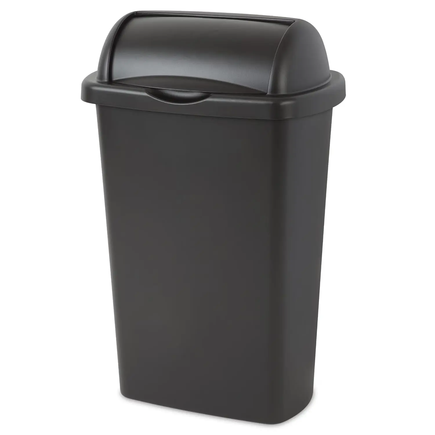 Kitchen Trash Can, 13 Gallon Plastic Garbage Bin with Roll Top Lid, Black
