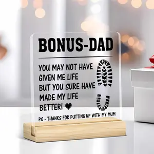 Clear Acrylic Desk Plaque, Bonus Dad Gift, Bonus Dad Gift Ideas, Birthday Gift for Stepdad, Home Office Decor Keepsake, Signs, Desk Signs Ornament