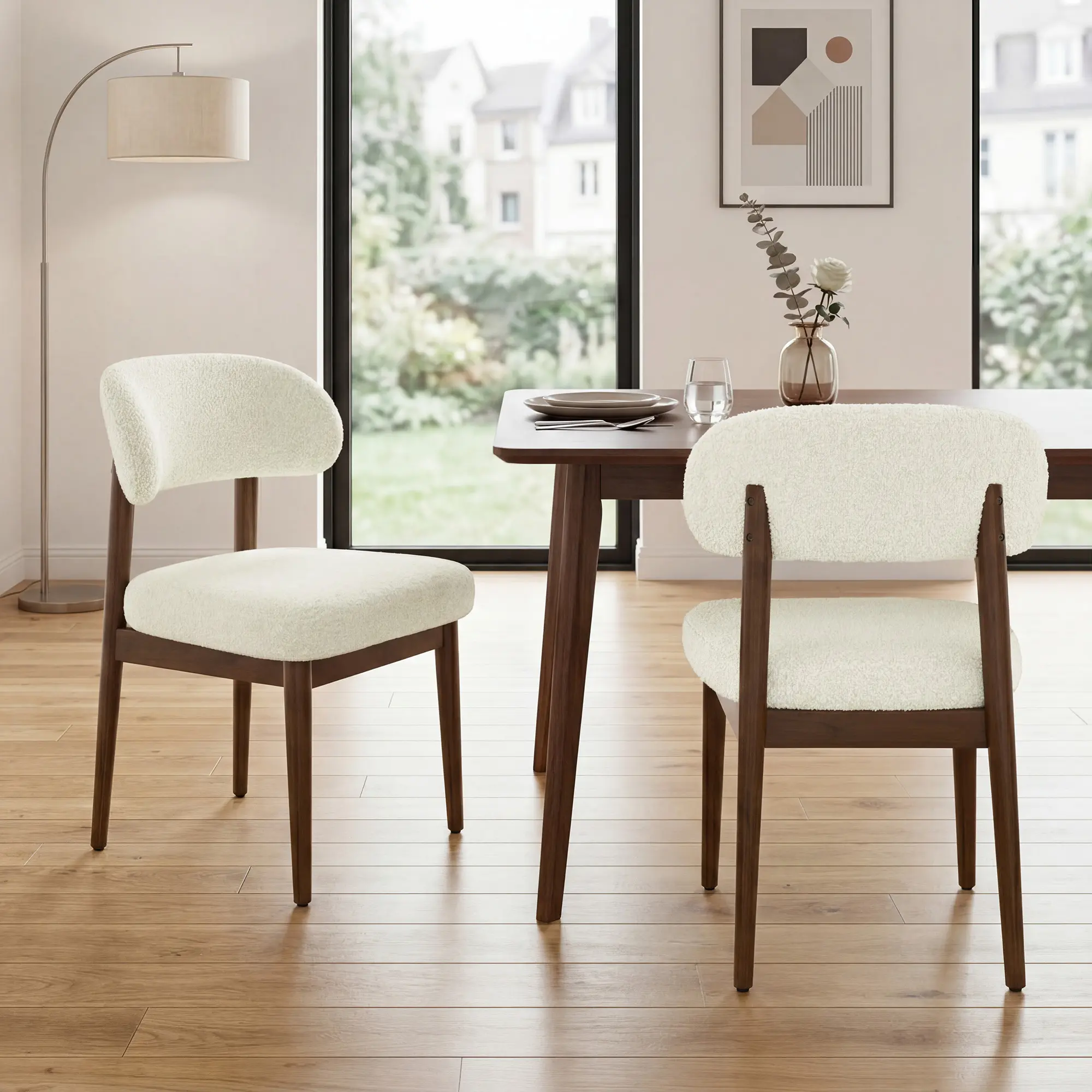Versatile Chenille Dining Chairs Set of 2 – Soft Breathable Upholstery, Ergonomic Design, Quiet Glides for Kitchen, Living Room, Home Office, Cafe