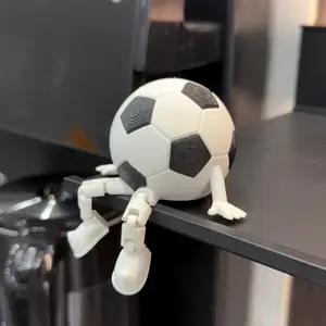 3D Printed Funny Football Figurine with Legs, Customizable Flag Soccer Ball Desk Companion, Creative National Team Support Decor, Quirky Sports Gift