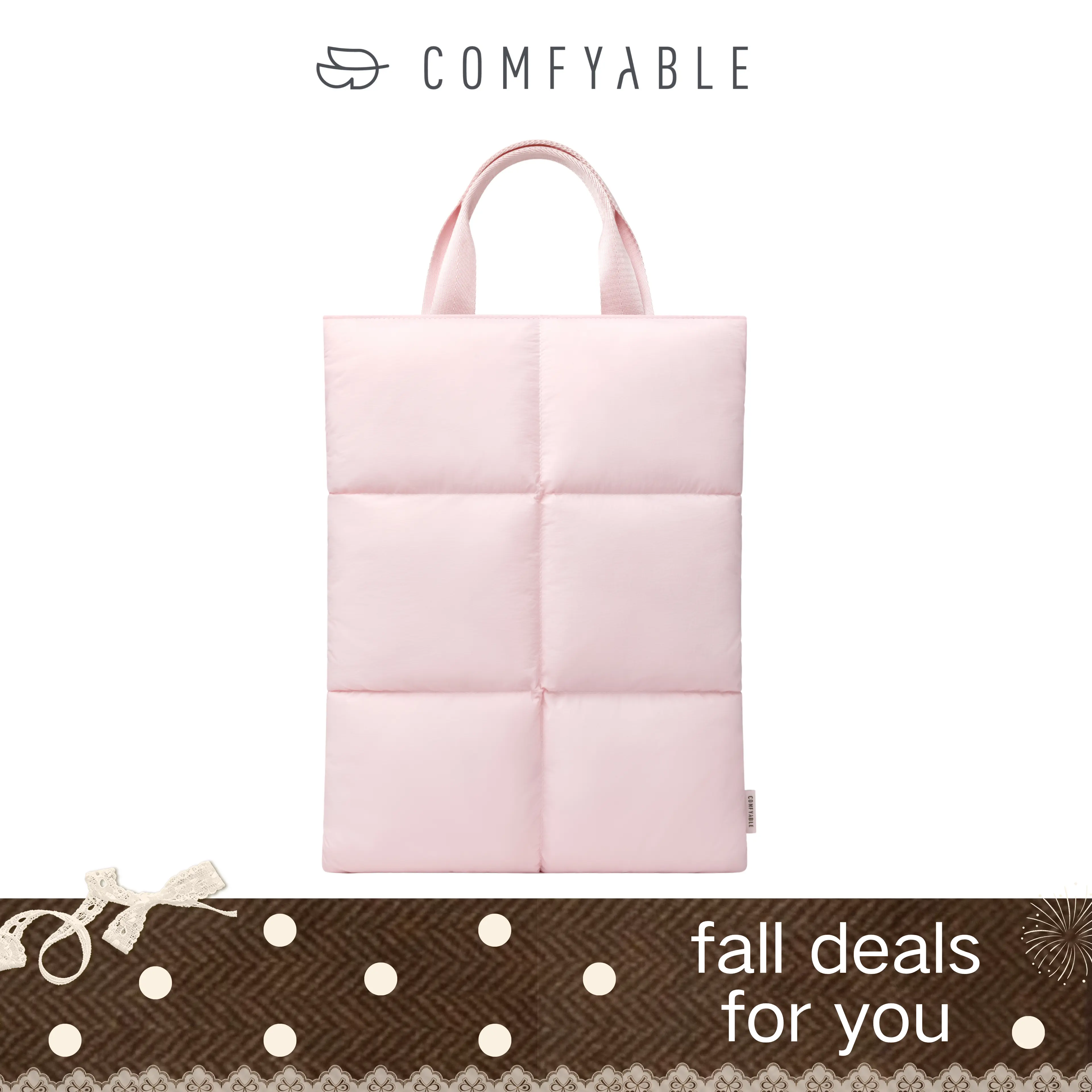 COMFYABLE Quilted Puffy Waterproof Laptop Bag - 13in/14in (13.5x9.5x0.7in) Sleeve, Double Handle, Cute Design, Charger Pockets, Built-in Organizer, MacBook Air/Pro Protection, Great for Work, School, Cafes, for 13 Inch Devices