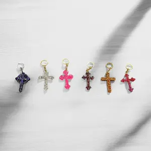 Handmade Sparkling Custom Resin Cross Keychains