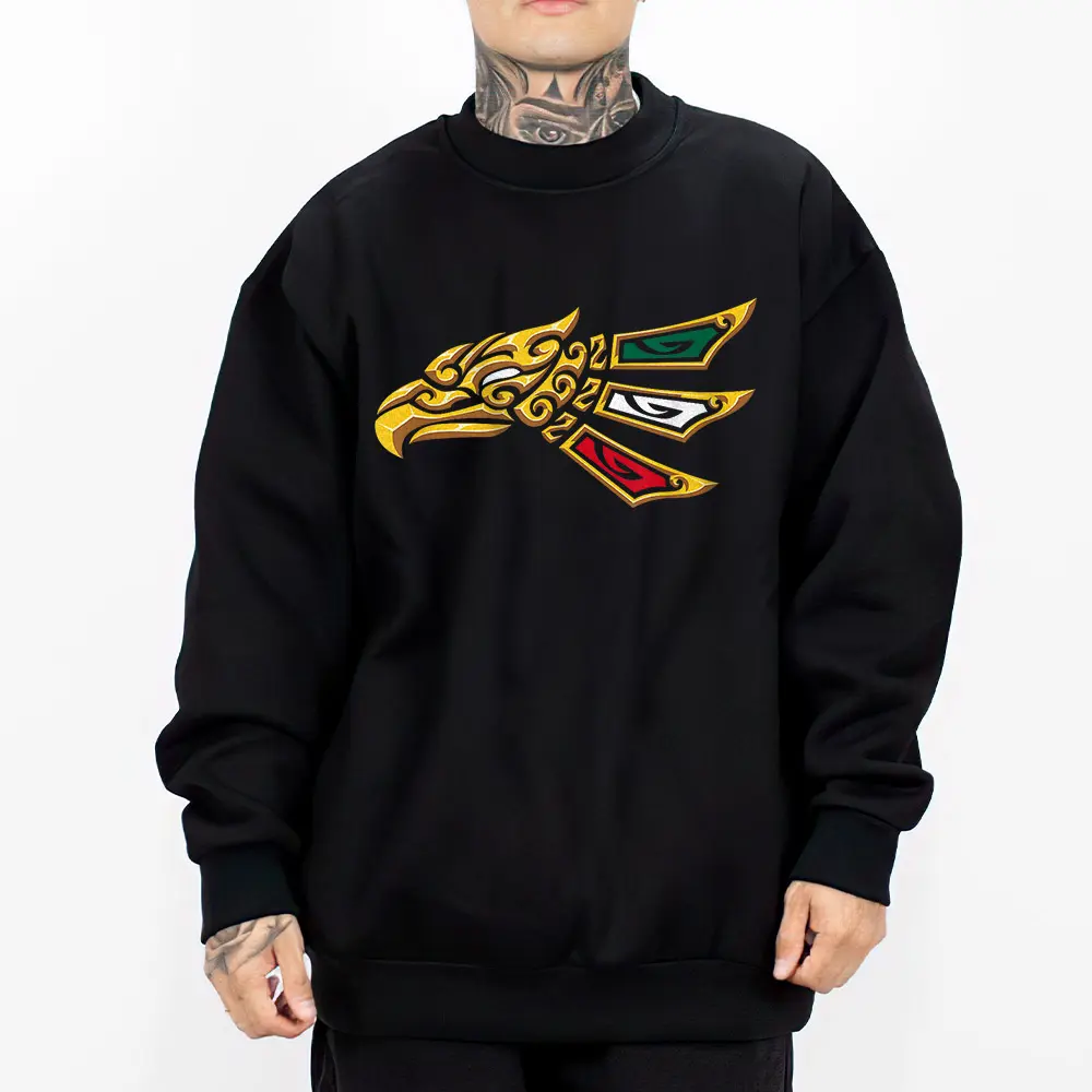 Chicano Clothing, Aztec Art Mex Clothes, Oversized Graphic Tee for Men & Women Medium Heavy Polyester Sweatshirt Loose Fit Casual Streetwear AZT13