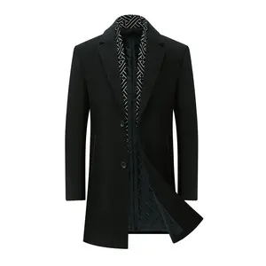 Men's new autumn and winter coat with a scarf collar design - casual style, straight sleeves, mid-length, long sleeves, no belt, suitable for casual outings