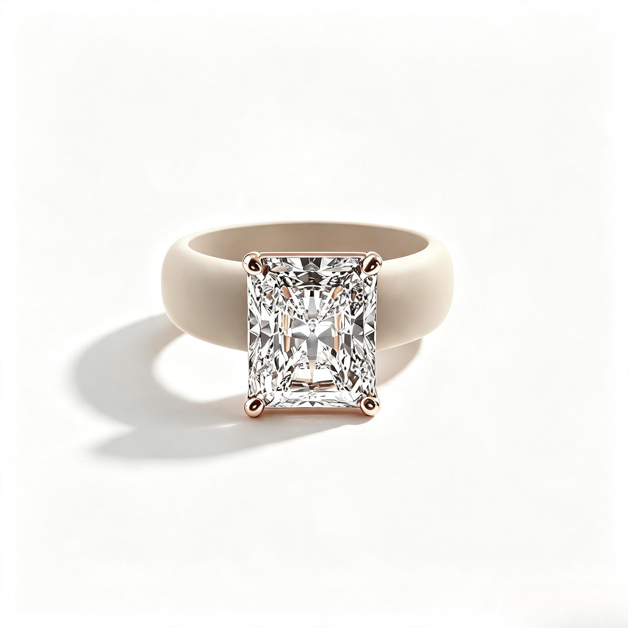 Women's Silicone Sport Wedding Ring - Large Marquise Cut CZ Stone, Rose Gold Prong Setting, Comfortable Band, Elegant Costume Jewelry Alternative Ring